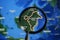 East Kalimantan map under magnifying glass with selective focus