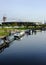 East London, UK: Olympic Stadium from River Lea, Portrait, Stratford