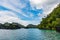 East Misool, group of small island in shallow blue lagoon water