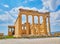 East porch of Erechtheion at Athenian Acropolis. Athens, Greece.