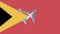 East Timor flag and aircraft. Animation of planes flying over the flag of East Timor.