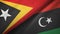 East Timor and Libya two flags textile cloth, fabric texture