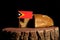 East Timorese flag on a stump with bread