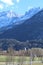 East Tyrol Mountains from Lienz to east, with a street lamp post