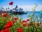 Eastbourne\'s pier and poppies