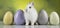 Easter animal holiday, eggs and green background