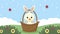 easter animation with duck wearing ears rabbit in basket