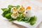 Easter appetizer of boiled eggs