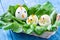 Easter appetizer of boiled eggs