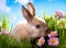 Easter Baby rabbit on green grass