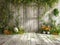 easter backdoor , with eggs, rabits, colorful door, ideal for photo manipulation, easter background