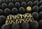 Easter background Golden and black eggs with russian congratulation greeting