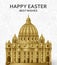 Easter background with Saint Peters Basilica. Golden illustration.