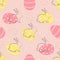 Easter background. Seamless abstract pattern with Easter bunnies and eggs