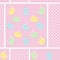 Easter background. Seamless abstract pattern with Easter bunnies and eggs on pink background