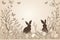 Easter Background with silhouette bunny and butterfly