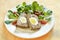 Easter baked meatloaf with boiled eggs