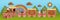 Easter banner. Landscape with gingerbreads train and easter sweets
