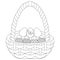 Easter basket with eggs. Vector illustration. Outline on an isolated background. Coloring book for children. Sketch. Holy Easter.