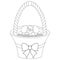 Easter basket with eggs. Vector illustration. Outline on an isolated background. Coloring book for children. Sketch. Holy Easter.