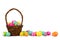 Easter basket with long border of Easter Eggs over white