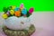 Easter basket with lots of little chicks, pastel background