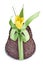 Easter bell in chocolate with ribbon and flower