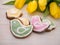 Easter bird and flower shaped cookies
