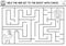 Easter black and white maze for children. Holiday preschool printable educational activity. Outline spring garden or farm game or