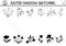 Easter black and white shadow matching activity for children. Outline spring puzzle with cute first flowers. Holiday celebration