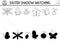 Easter black and white shadow matching activity for children. Outline spring puzzle with cute insects. Holiday celebration