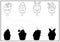 Easter black and white shadow matching activity with cupcakes. Spring holiday shape recognition puzzle with cute kawaii cakes.