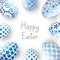 Easter blue eggs on white