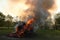 Easter bonfire in Spreewald Region, Lower Lusatia, Germany.