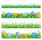 Easter borders of green grass and eggs