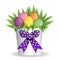Easter bouquet box vase present with flower and color eggs