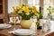 Easter brunch gathering with friends exquisite table, delectable treats, champagne glasses