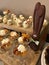 Easter Buffet Dessert Table Featuring a Chocolate Bunny with Big Ears