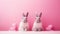 Easter Bunnies on Delightful Pink Background