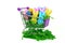 Easter bunnies in shopping cart