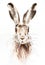 Easter bunnies watercolor illustration, rabbit portrait isolated