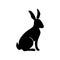 Easter bunny black silhouette. Hand drawn rabbit linocut icon. Vector illustartion isolated on white background. Easter