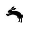 Easter bunny black silhouette. Hand drawn rabbit linocut icon. Vector illustartion isolated on white background. Easter