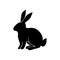 Easter bunny black silhouette. Hand drawn rabbit linocut icon. Vector illustartion isolated on white background. Easter