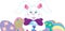 Easter bunny border with dyed eggs