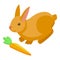 Easter bunny with carrot icon isometric vector. Cute rabbit