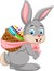 Easter Bunny carrying basket of Easter egg