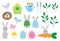 Easter Bunny Chicks eggs vector illustration