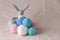 Easter bunny in colored wool clew