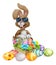 Easter Bunny Cool Rabbit Eggs Hunt Basket Cartoon